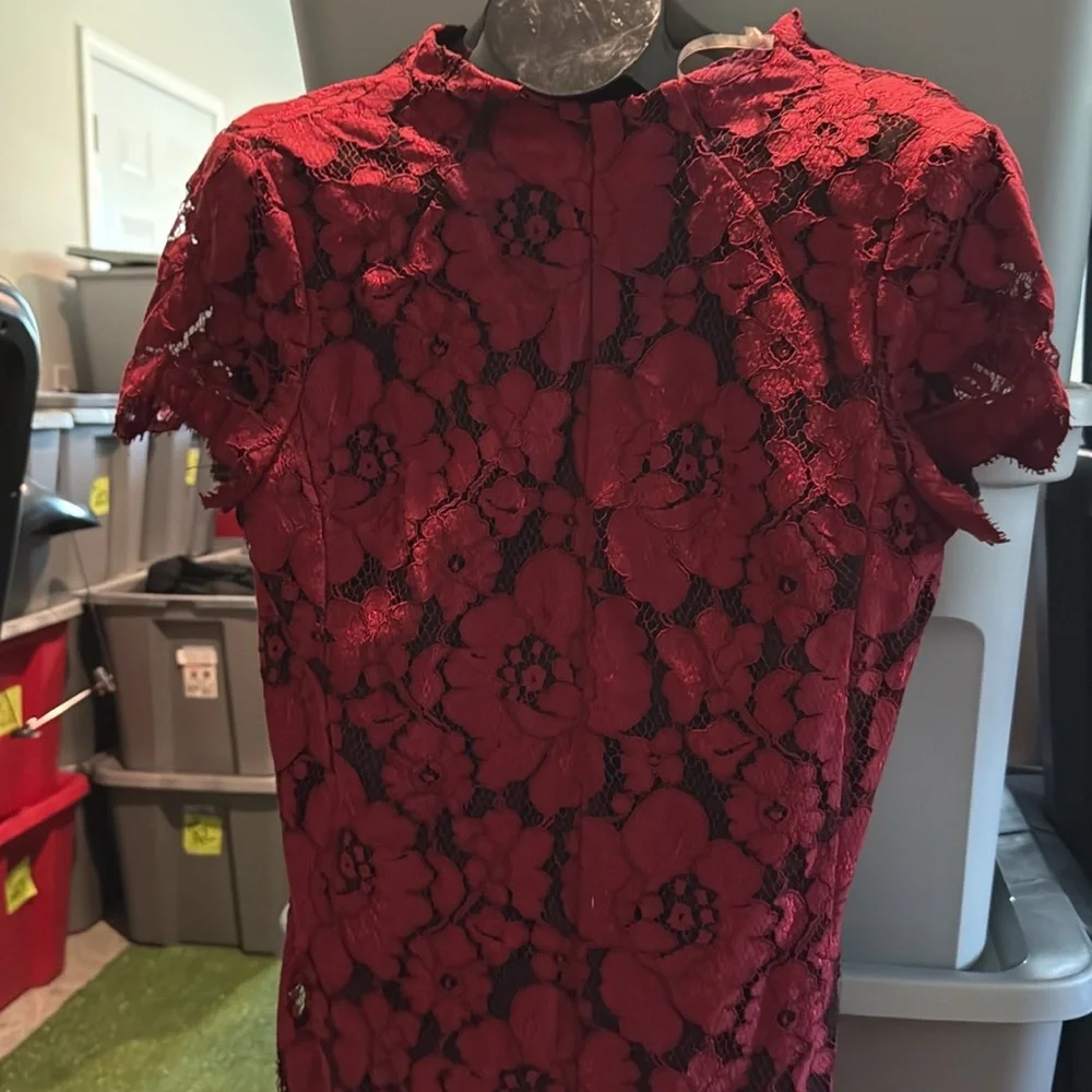 ANTONIO MELANI Red Lace Midi Dress - Picture 8 of 9